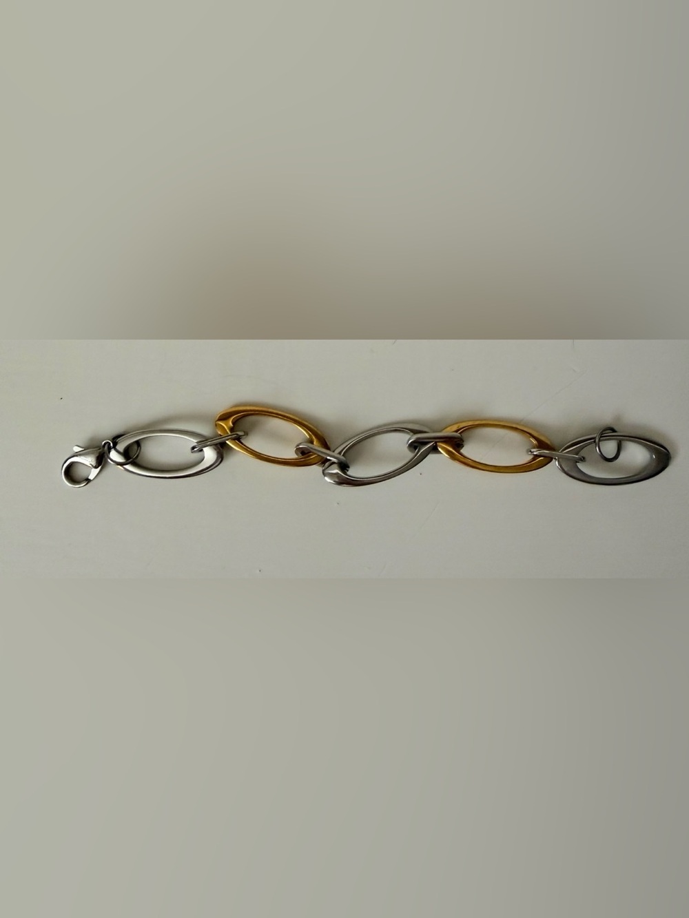 Metallic Gold and Silver Tone Link  Bracelet Approximately 8’ Long